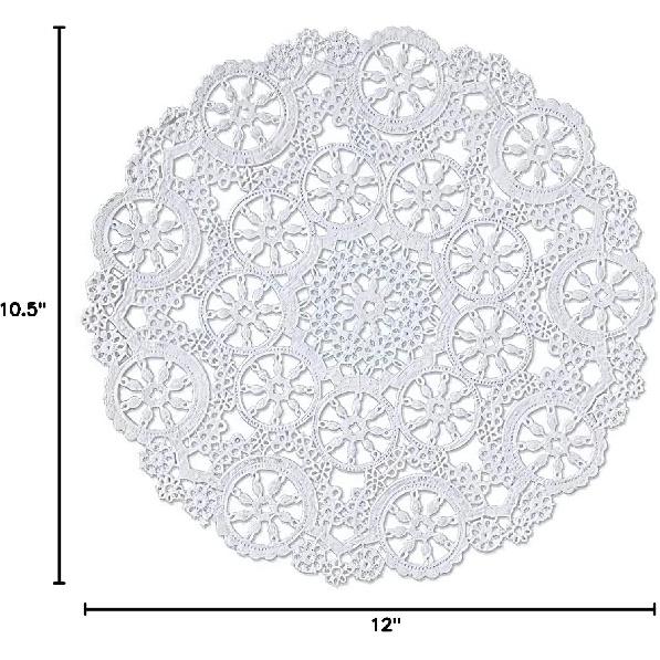Royal Consumer Medallion Lace Round Paper Doilies, 10-Inch, Pack of 12 (B23005), White