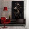 Черный и золотой самурай, средневековый воин в доспехах, фигурка, холст, настенные художественные картины, напечатанные современные классические ретро-роскошные художественные плакаты, украшения для дома
