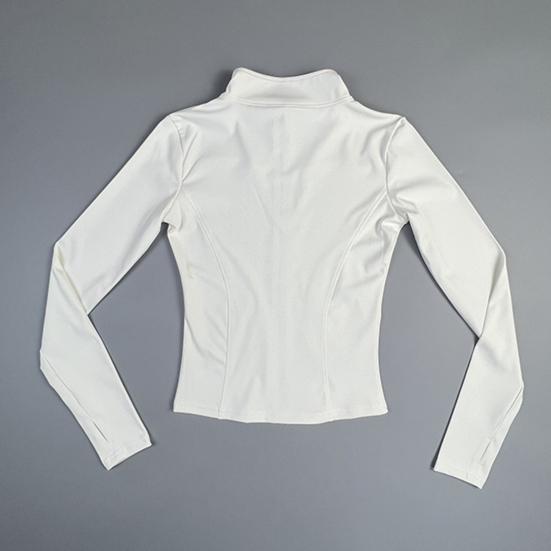 Women Sports Jacket Full Zip High Elasticity Yoga Jacket Stand Collar Slimming Fitness Top for Running Yoga Workout