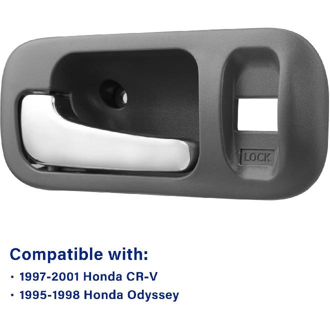 82216 Внутренняя ручка двери переднего водителя для Honda CR-V 1997 1998 1999 2000 2001, Заменяет 72164-S10-A11ZA, Серый корпус с хромированным рычагом