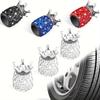 Handmade Crown Sparkling Crystal Rhinestone Car Wheel Tire Valves: Attractive Dustproof Car Accessories, Universal Valve Caps for Most Vehicles