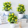 Yellow Pot Mini Lemon Tree Bonsai Artificial Plants Faux Desk Home Office Decor Indoor Green Realistic Fake Plant Nament No
