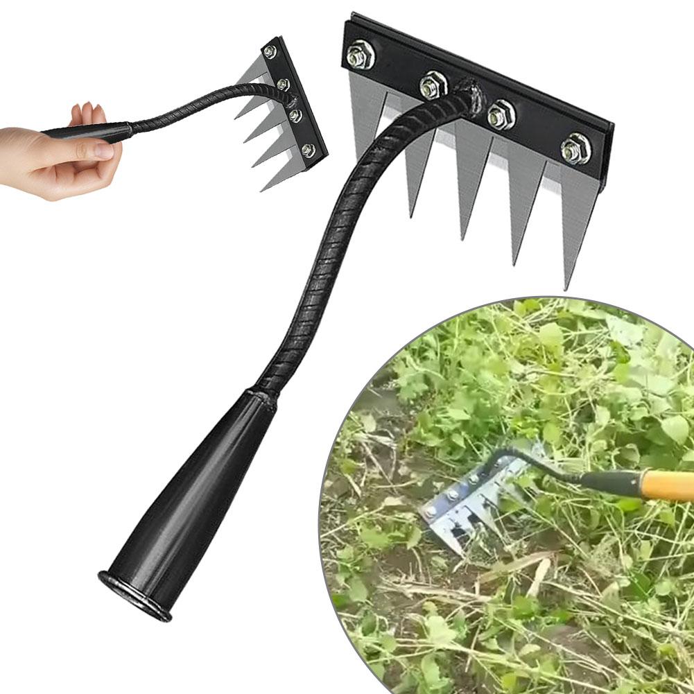 5/6/7/8 Teeth Iron Gardening Hoe Weeding Rake Farm Tool Grasping Raking Loosening Soil Nail Rake Tool Artifact Harrow Farm Tool