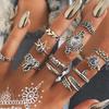 12Pcs Women Vintage Boho Faux Gemstone Rhinestone Jewelry Knuckle Stacking Rings