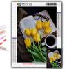 5D DIY Tulips And Coffee Cross Stitch Rhinestones Diamond Drawing Embroidery Mosaic Home Decor