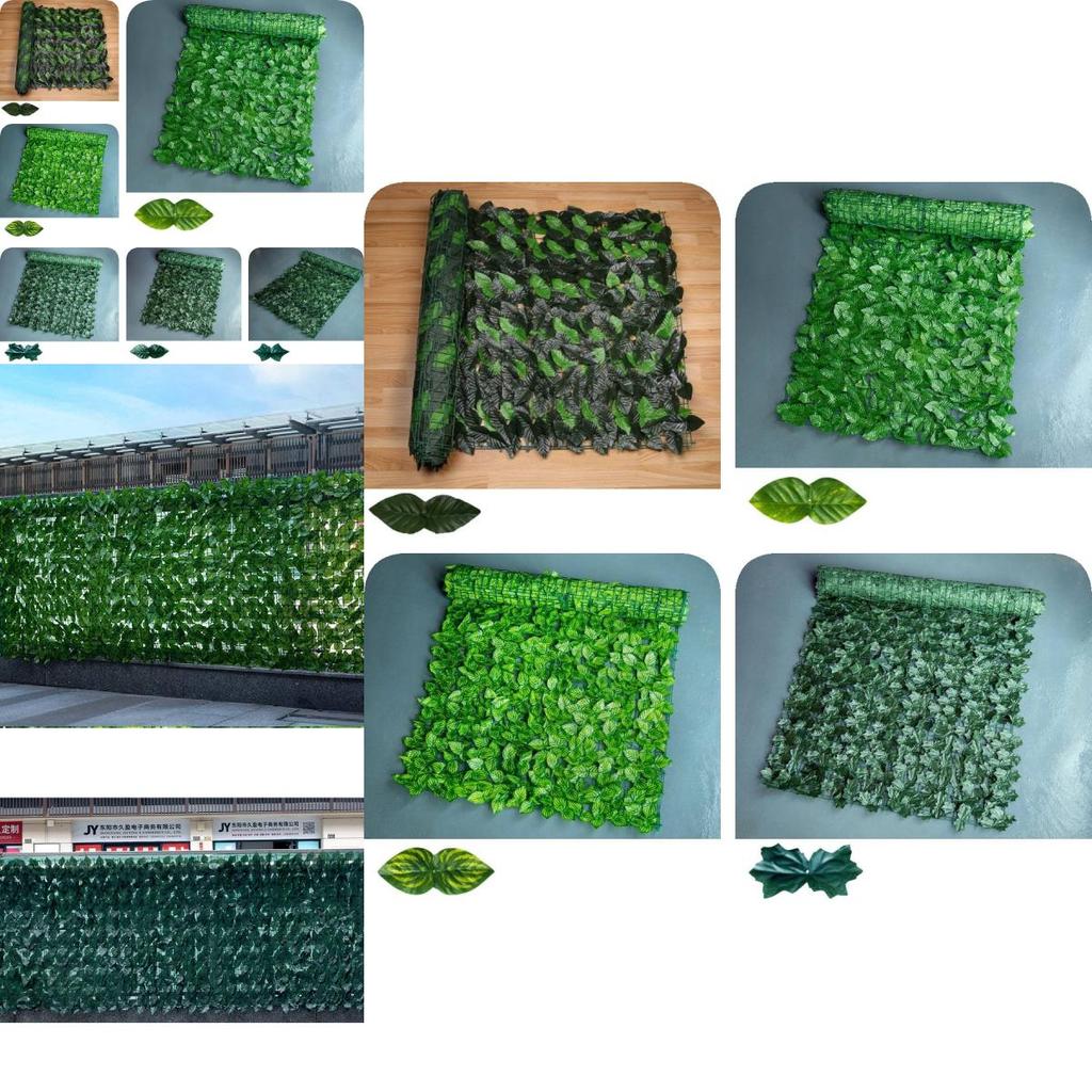 Панель искусственной листвы пышного зеленого цвета для наружного декора и экрана для уединения
