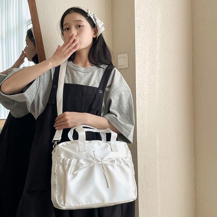 Стильная городская сумка кроссбоди для женщин, повседневная холщовая нейлоновая сумка с деталью в виде банта
