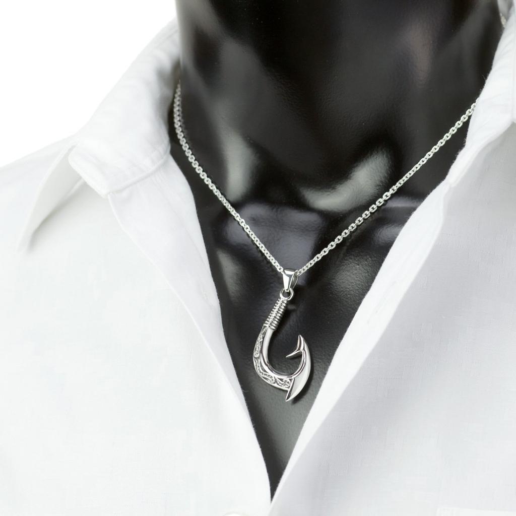 Гавайские украшения Кулон Рыболовный крючок Серебро 925 Проволочный кулон Волна Удача Рыболовный крючок [Ишики] Мужской [476svn]