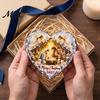 Vintage Style Holiday Hanging Tags Wooden Nativity Ornament for Christmas Tree Decorations, Retro Religious Heart Shape Gifts Scene Garland Decoration