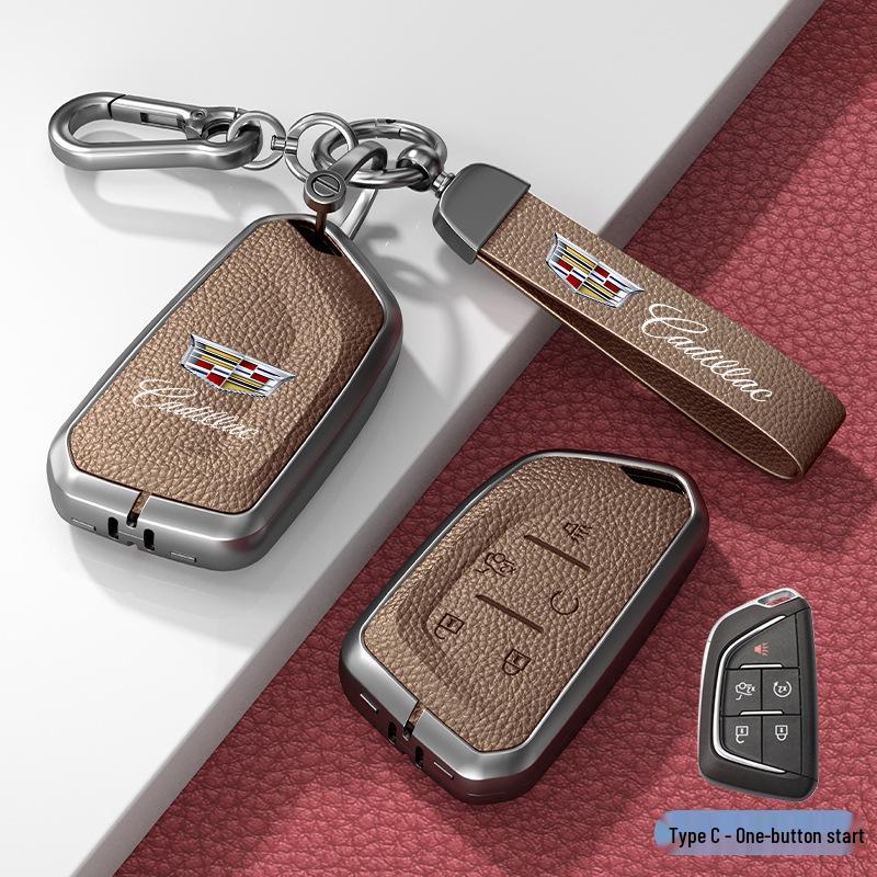 Кожаный чехол для ключа для Cadillac XT5/CT6/XT4/XTS и ATSL – Унисекс-дизайн с пряжкой