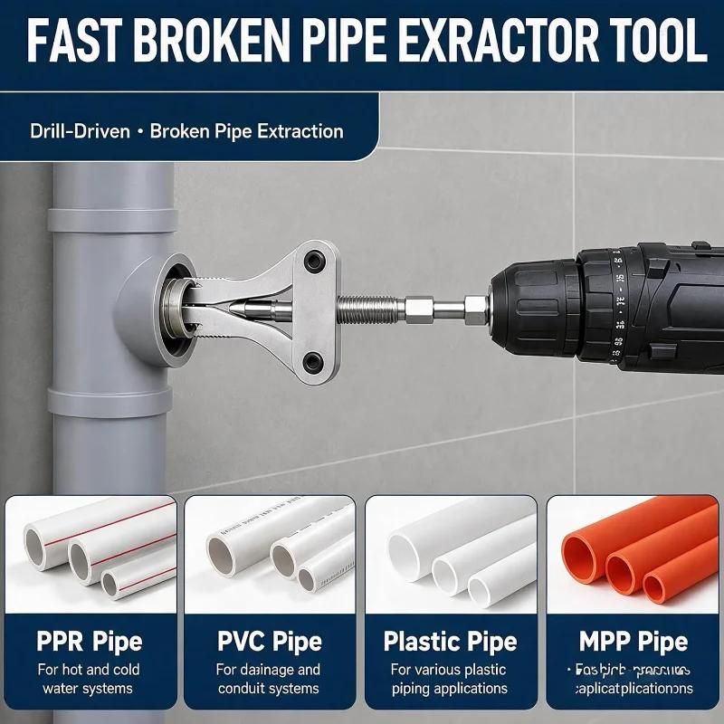 Xiaomi Plumber Universal Broken Pipe Extractor Faucet Valve Stuck Insert Remover Hex Shank Drill Powered Heavy Duty Repair Tool Kit