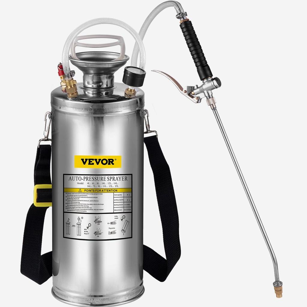 Stainless Steel Sprayer 8L Household Gardening and Floor Cleaning Sprayer, Suitable for the Current Neds of Industry, Agriculture, Commerce, Medicine