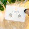 S925 Silver Maple Leaf Earrings Women Fashion Super Flashing Stone Mini Earrings