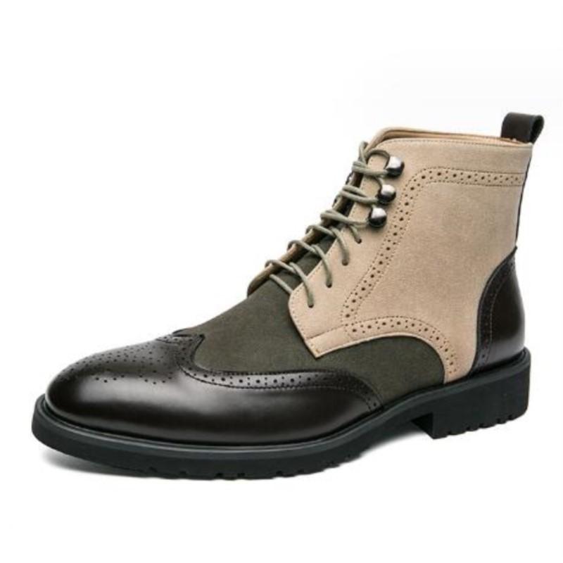 Новые мужские ботинки с квадратным носком, короткие ботинки со шнуровкой, смешанные цвета, мужские ботильоны ручной работы Botas De Hombre D487