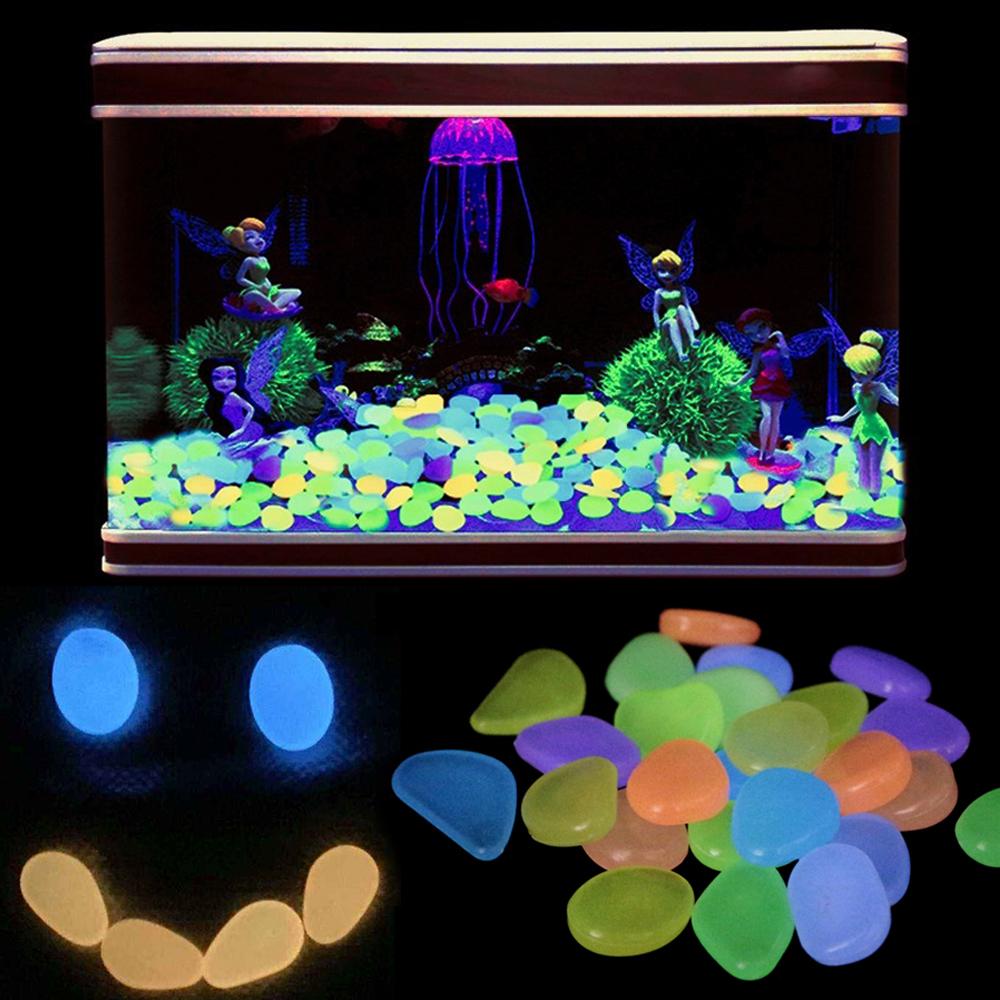 1 Bag/100PCS Resin Luminous Stones Glow in the Dark Garden Pebbles Rocks for Walkways Path Patio Lawn Yard Decor