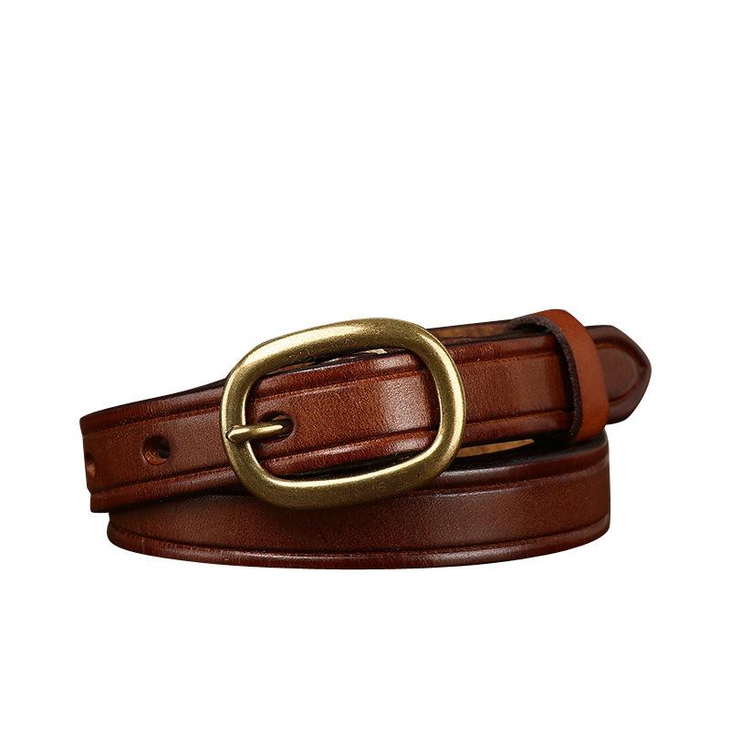 Женский модный ремень в стиле ретро, ​​универсальные джинсы из натуральной кожи крупного рогатого скота, декоративный тонкий ремень