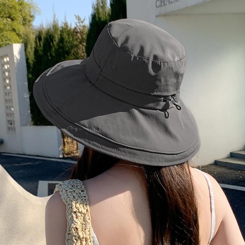 Outdoor hiking bucket hat for women, suitable for summer, can be tied into a ponytail, versatile for outdoor cycling, UV protection sun hat