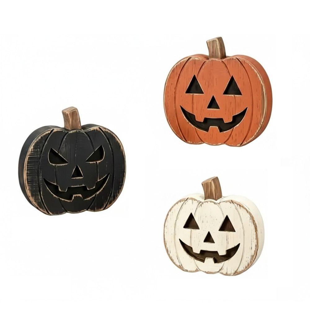 3PCS Freestanding Wooden Pumpkin Solid Wood Tiered Tray Decor Farmhouse Home Decor