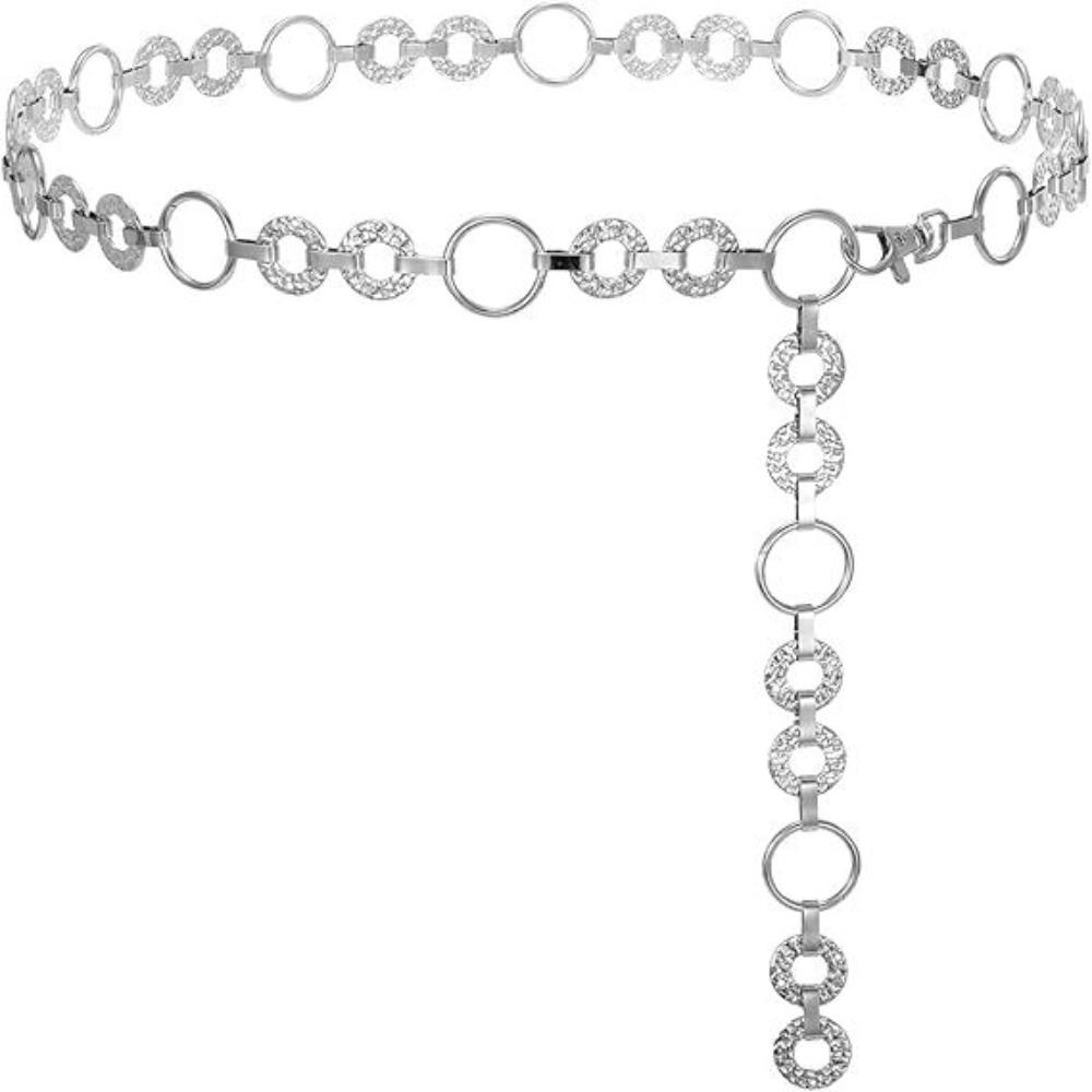 Metal Waist Chain Belt Adjustable Ladies Fashion Chain Fashion Body Link Belts  for Jeans Dress