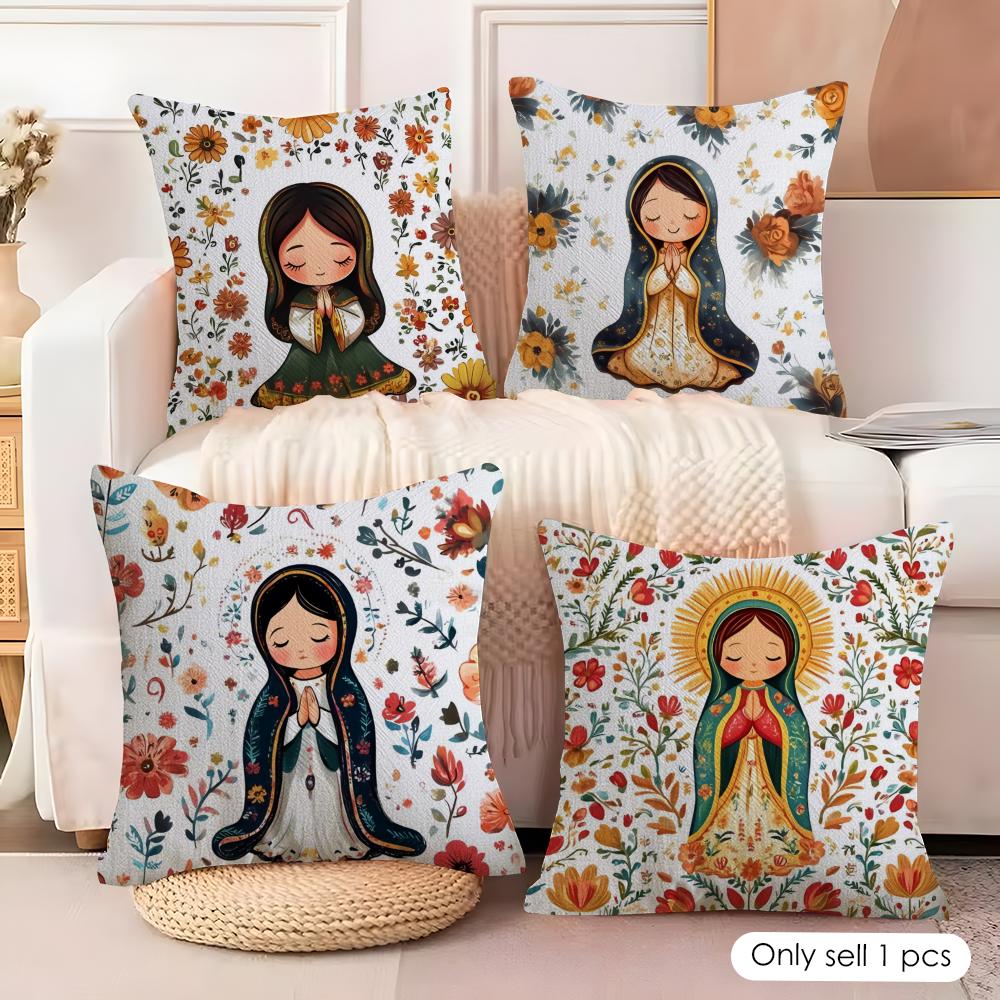 Our Lady of Guadalupe Cushion Cover Soft Plush Fabric DoubleSided Printed Cushion Covers for All Seasons Modern HomeDecor Gift