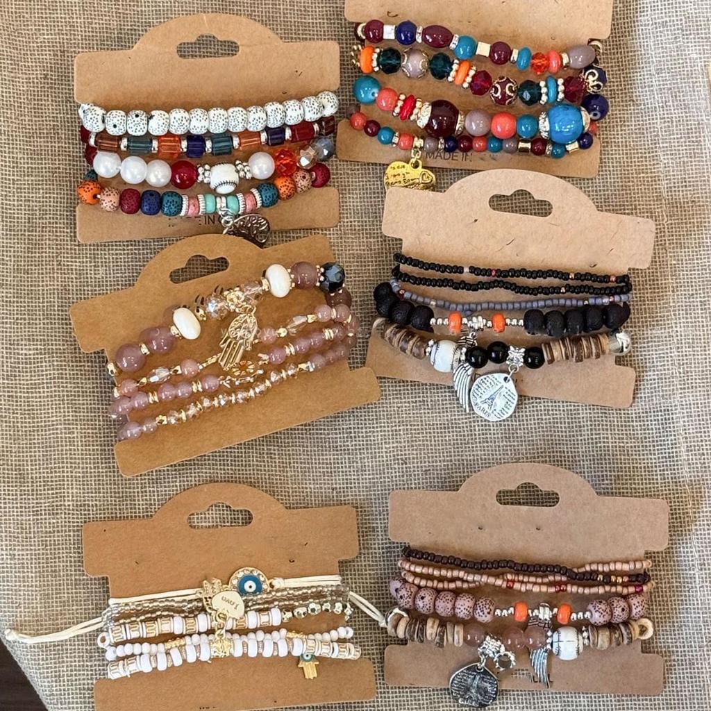 Ретро Этнический Браслет из Бисера со Стеклянным Крестом и Сердцем, Инкрустированный Бриллиантами - Европейские и Американские Женские Украшения