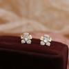 Diamond Five-petal Flower Earrings for Women New Style  Versatile  Niche Design  Light Luxury Earrings