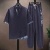 Men's Summer Thin Sportswear Short Sleeve + Long Pants 2 Piece Set