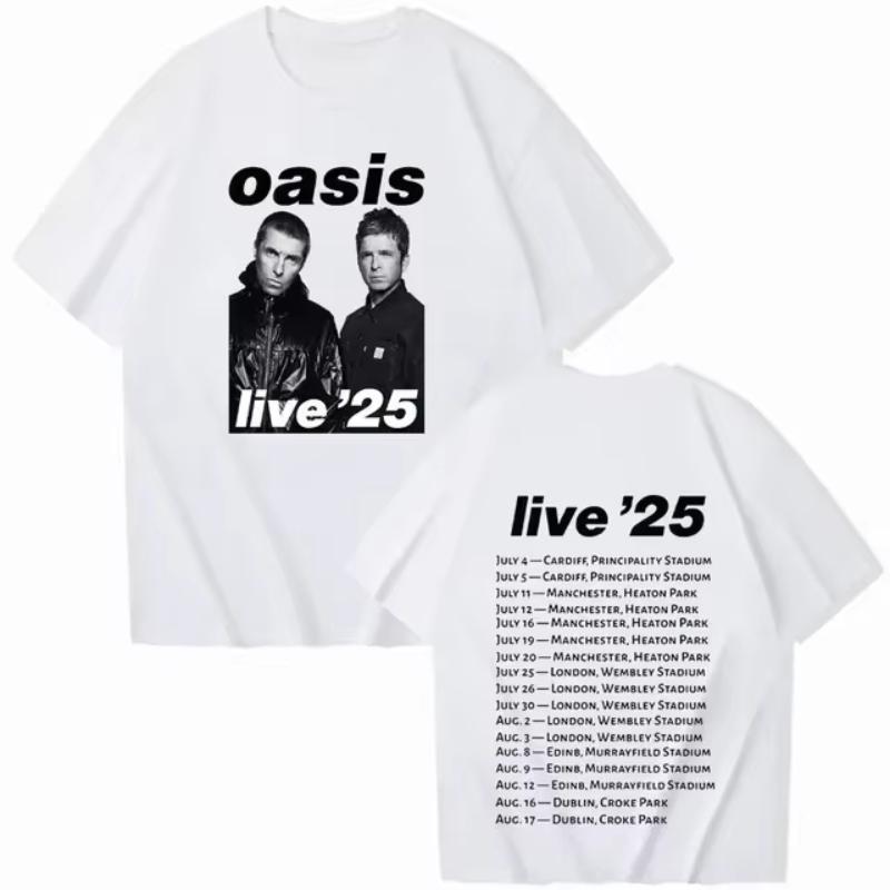 Футболки Oasis Live 25 Tour Женские Летние Повседневные С Круглым Вырезом С Коротким Рукавом Футболки Подарок для Фанатов Одежда Для Мальчиков Девочек Оверсайз Одежда 2025 Y2K