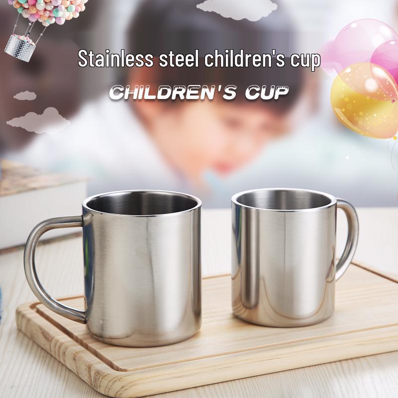 304 Stainless Steel Anti-Scald Double-Layer Water Cup for Kids and Students with Engraving