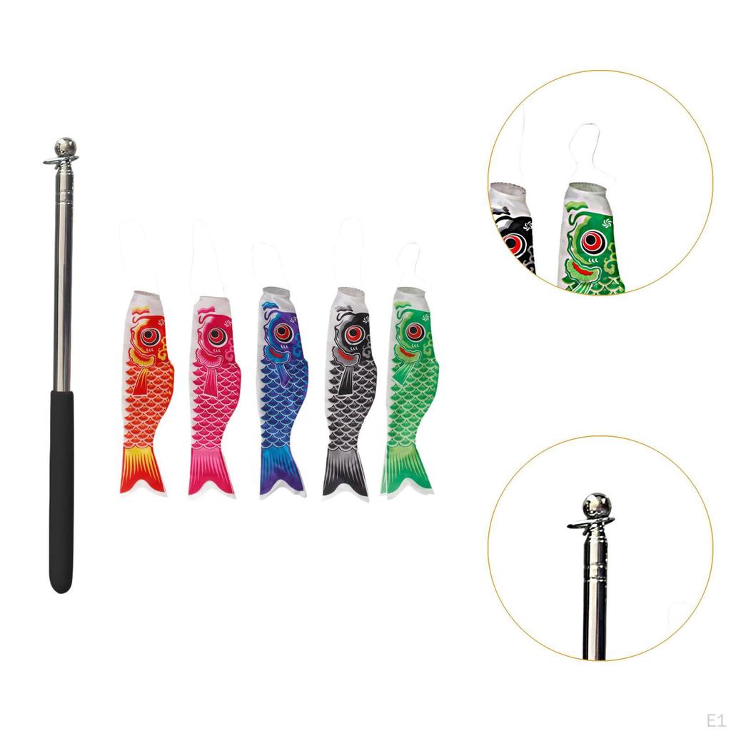 5 штук японских флажков с изображением карпа, садовый флаг с изображением рыбы, воздушный змей, ветроуказатель, вымпел для