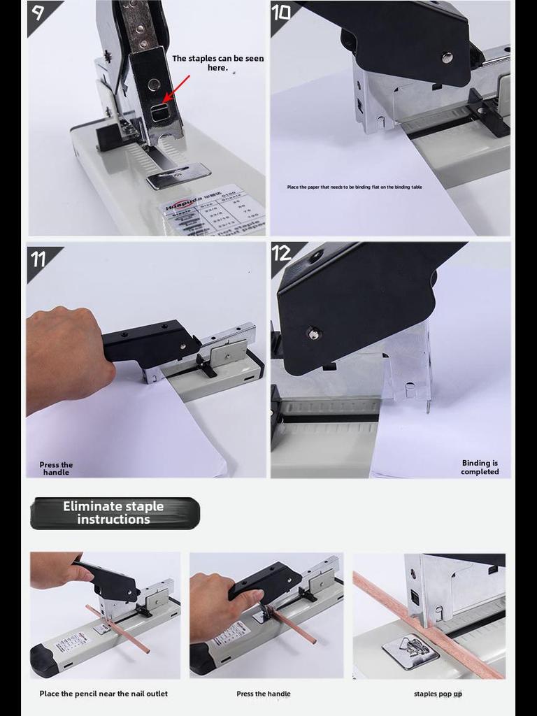 Labor-Saving Large Thick Stapler with 240 Sheets Capacity and Large Staples for Accounting Vouchers