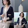 Spring and Autumn Women's Knitted Cardigan Sweater Short Long Sleeve Color-blocked Knit Sweater Jacket Knitted Top Outwear