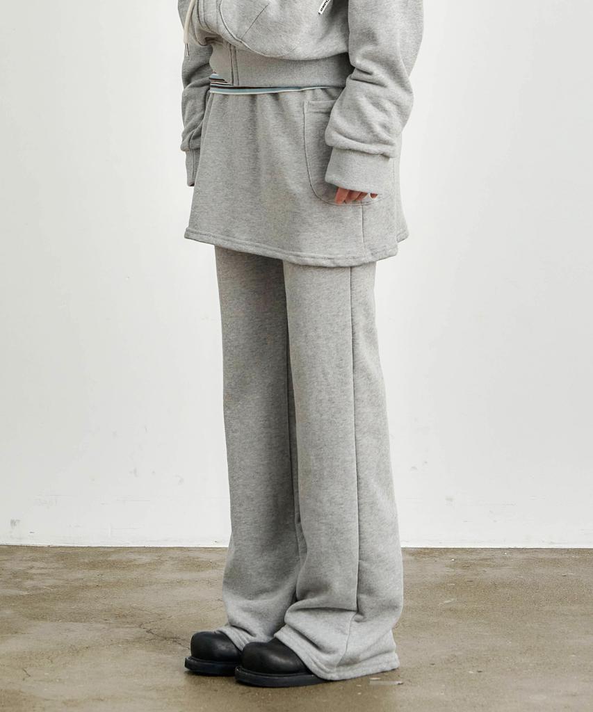KIJIKO Ke611-Bootcut Skirt Pants Melange Gray