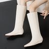 Мода 2024 Новые Ретро Женские Сапоги Осень Зима Сапоги Слипоны для Женщин Квадратный Носок Базовая Обувь Зимние Современные Сапоги до Колена