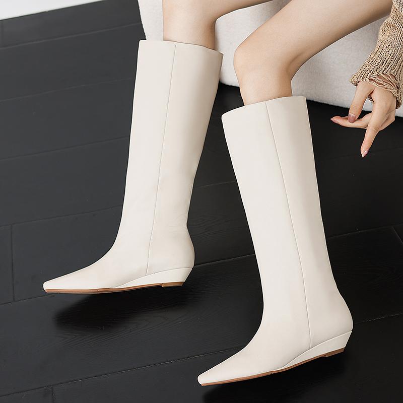 Мода 2024 Новые Ретро Женские Сапоги Осень Зима Сапоги Слипоны для Женщин Квадратный Носок Базовая Обувь Зимние Современные Сапоги до Колена