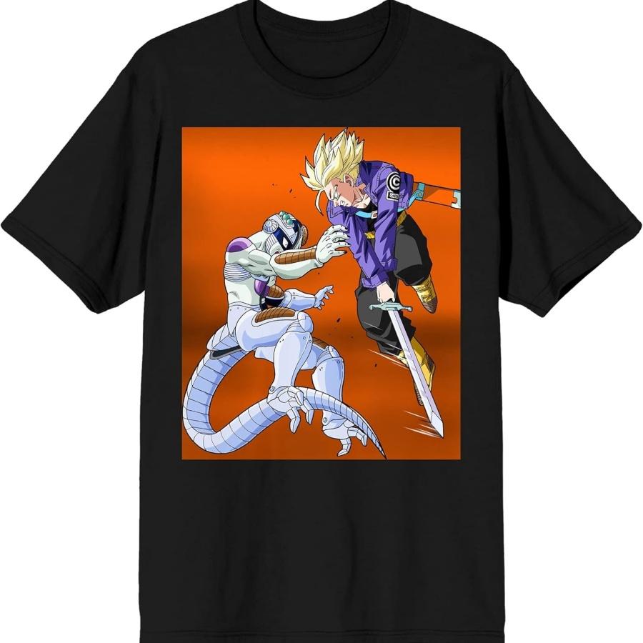 Черная графическая футболка с изображением группы персонажей Dragon Ball Z: Транкс и Фриза
