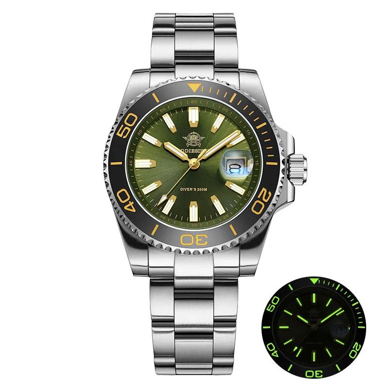 ADDIESDIVE Stainless Steel Watch for Men Waterproof Watches Super Luminous Diving Waterproof Quartz Watches AD2510 Reloj Hombre