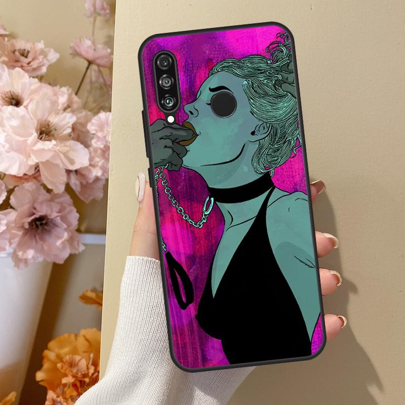 Sexy Lady Red Lips Girls For Huawei Nova 12i 8i 11i 12s 9 10 SE Y60 Y70 Y90 Y72 Y73 Y61 Y91 P60 Pro P30 P40 Lite Case