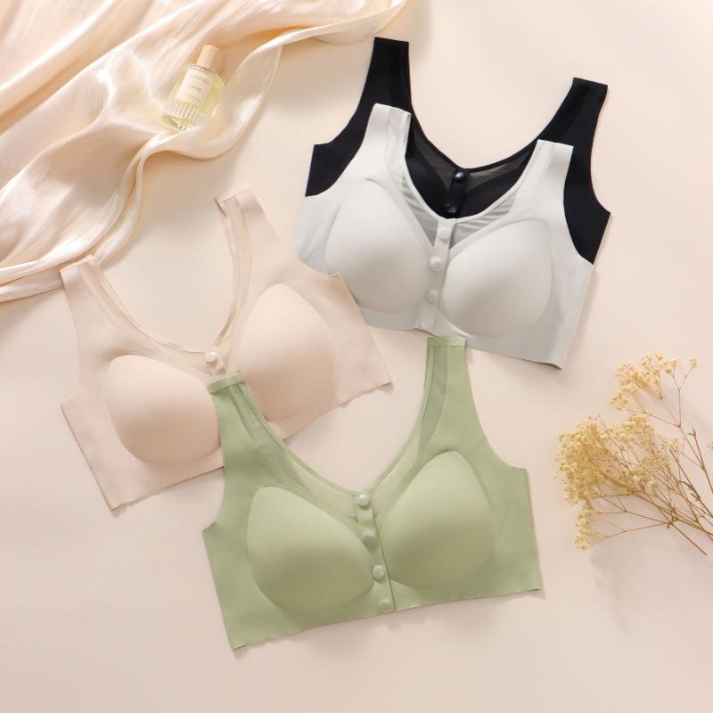 Бюстгальтер на пуговицах спереди, женский бюстгальтер на косточках, жилетного типа, бесшовный, больших размеров, летний тонкий бюстгальтер