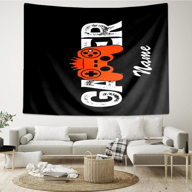 Custom Name Game Controller Print Tapestry, Backdrop, Easy Setup, Ideal for Bedroom, Office & Living Room, with Aesthetic Wall Hanging Decor.