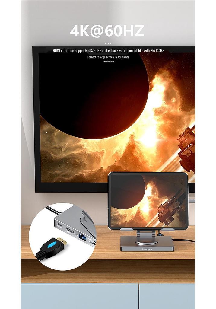 Док-станция для планшета с HDMI, Ethernet, USB 3.0 концентратором, поворотной и складной подставкой