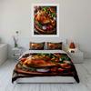 Chicken Leg Pattern Bedding Set Pillowcases and Duvet Cover (1* Duvet Cover, 2* Pillowcases, Filling Not Included)
