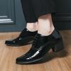 High Heel Shoes Black Dress Man Formal Office Leather Shoes for Men Elegant Business Elevator Shoes Heighten 6cm Man Platform