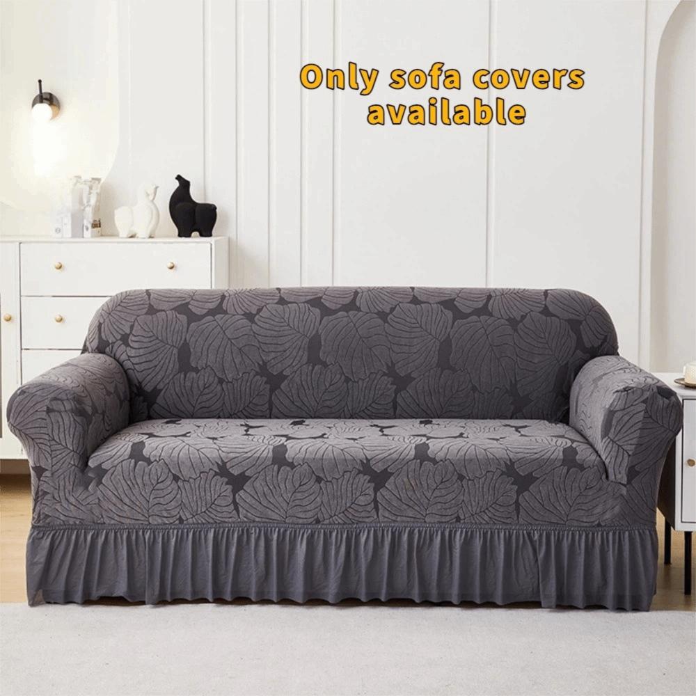 2/3 Seat Stretch Couch Cover All-inclusive Elastic Sofa Seat Cushion Cover Leaf Print With Skirt Corner Sofa Slipcover