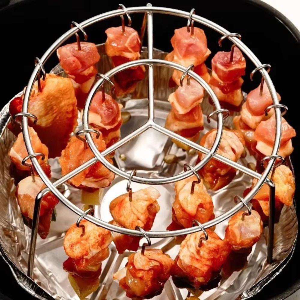 Heat-Resistant Air Fryer Skewer Stand Stainless Steel Skewers Rack Home Kitchen