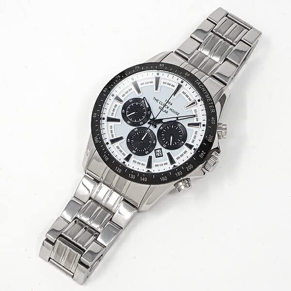 Часы Clock House Business Casual Solar Chronograph, белые и черные, цвет «панда», мужские, MBC1003-WH1A