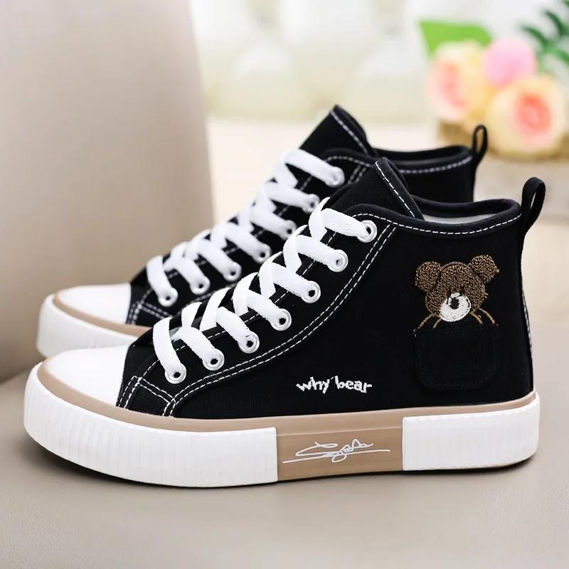 Роскошные 2024 Новые женские кроссовки для девочек Bear Kawaii Shoes Sports Lolita Casual Flat Cute Spring Running Vulcanized Fashion Shoes