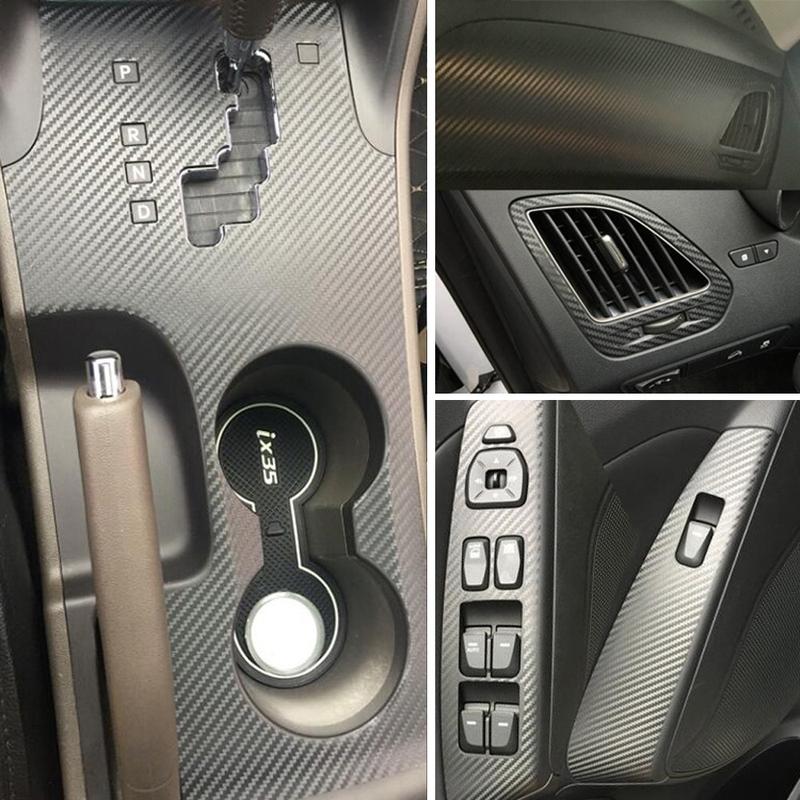 Углеродное волокно для Hyundai Tucson ix35 2010-2017 Автомобильная пленка Внутренняя наклейка Центральная консоль Панель переключения передач Приборная панель Ручка воздуховода Панель подъема