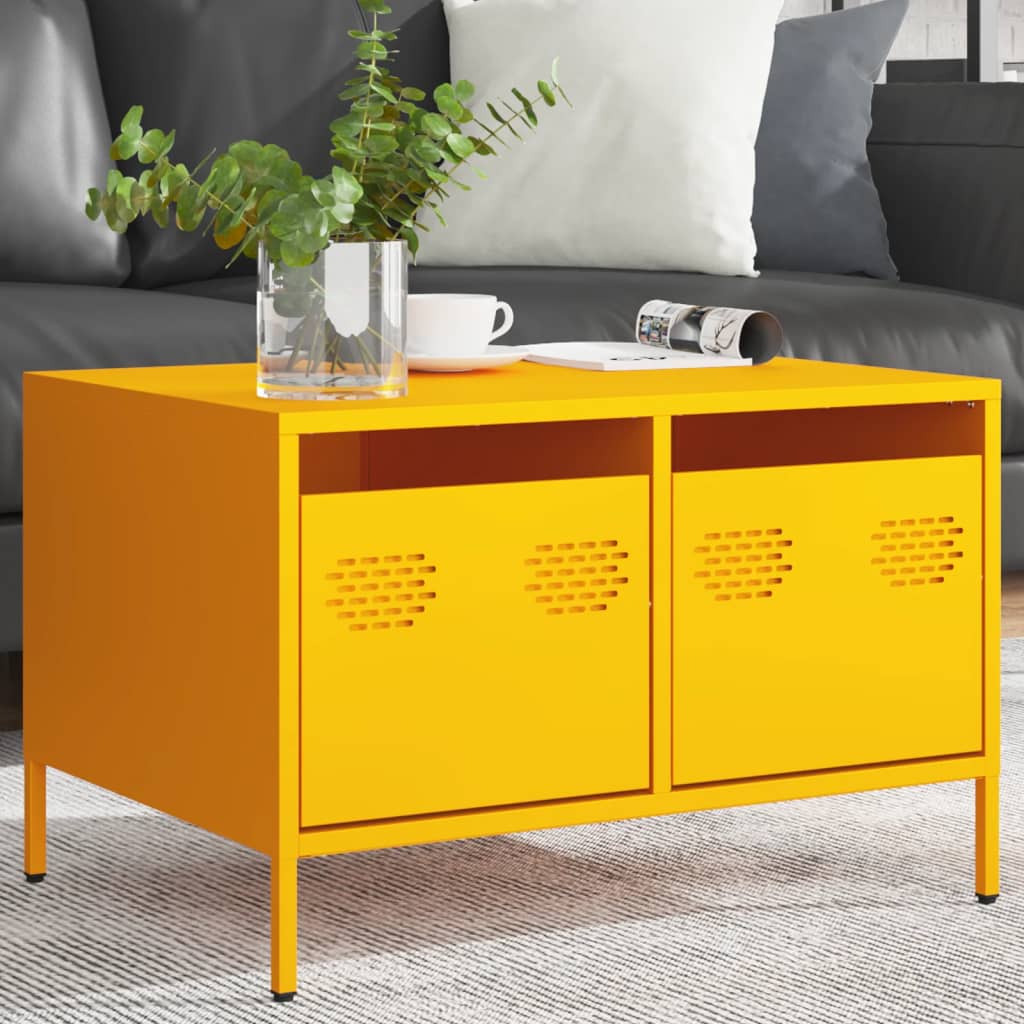 TV Stand Mustard Yellow 68 x 50 x 43.5 cm Cold Rolled Steel