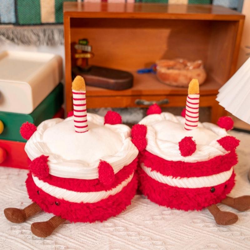 Милый красный торт плюшевая игрушка мультфильм имитация десерт торт мягкая кукла праздничный торт украшение комнаты детские подарки